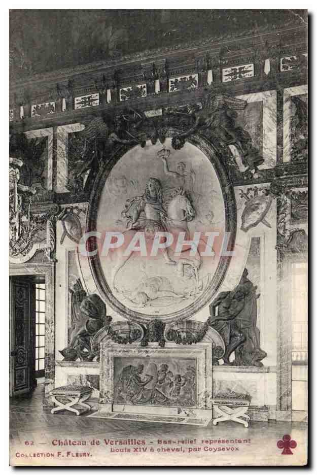 CPA Chateau de Versailles Bas relief representant Louis XIV a cheval par Coysevox