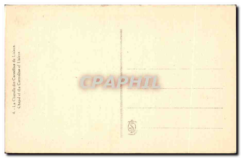 Intérieur de la Chapelle des Carmélites du Liseux — éditeur H. PELLET, n°4 — Rückseite