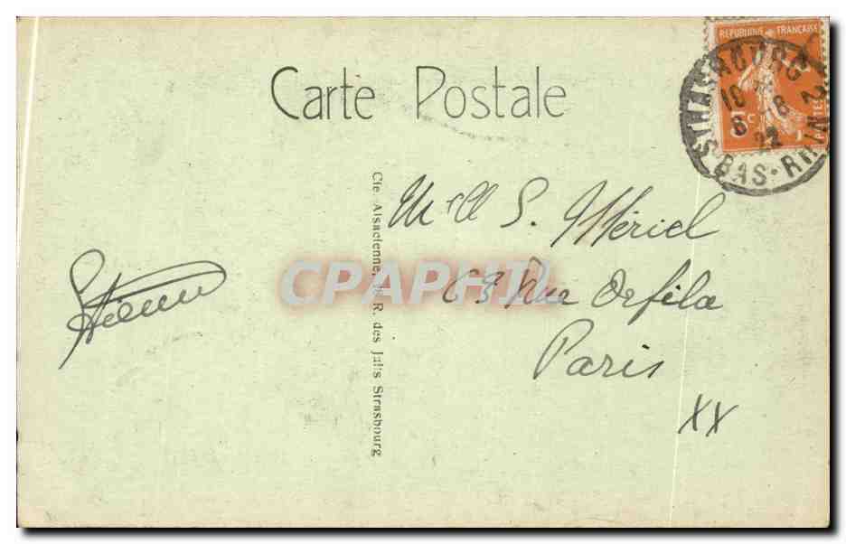 CPA Strasbourg La cathedrale Portail principal — Verso