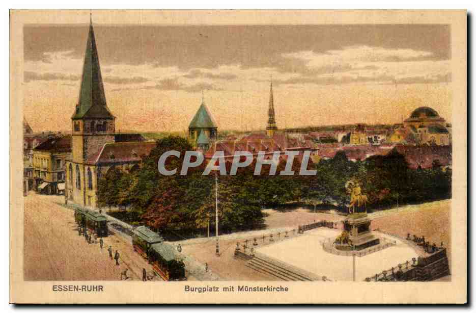 CPA Essen Ruhr Burgplatz mit Munsterkirche