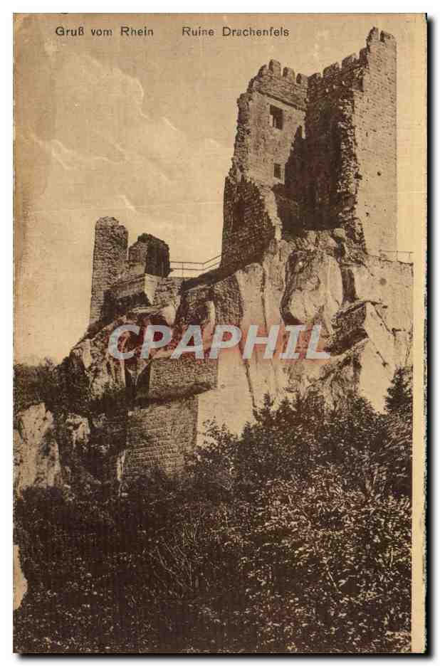 CPA Gruss vom Rhein Ruine Drachenfels