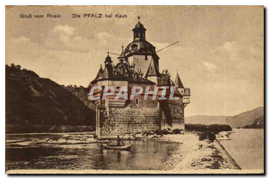 CPA Gruss vom Rhein Die Pfalz bei Kaub