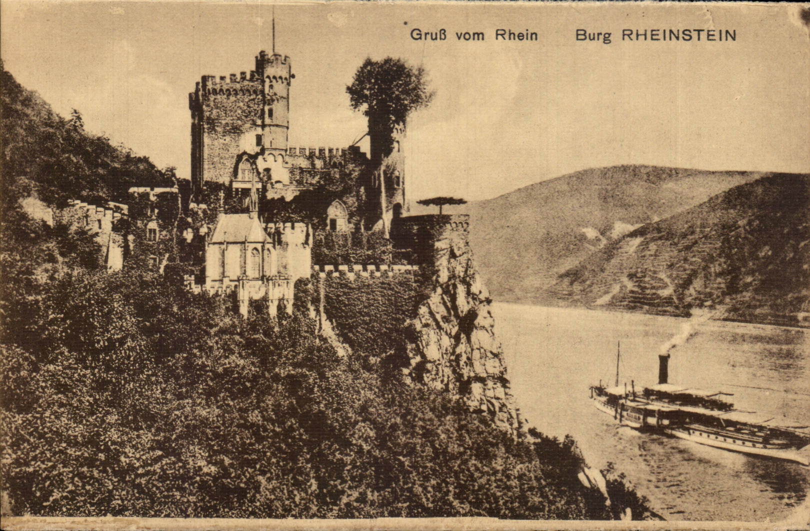 CPA Gruss vom Rhein Burg Rheinstein