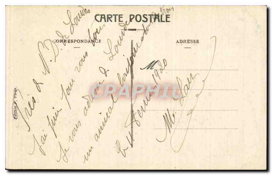 CPA Lourdes Vue plongeante — Verso