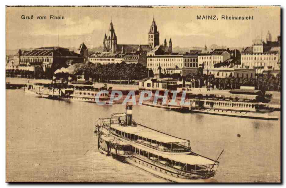 CPA Gruss von Rhein Mainz Rheinansicht