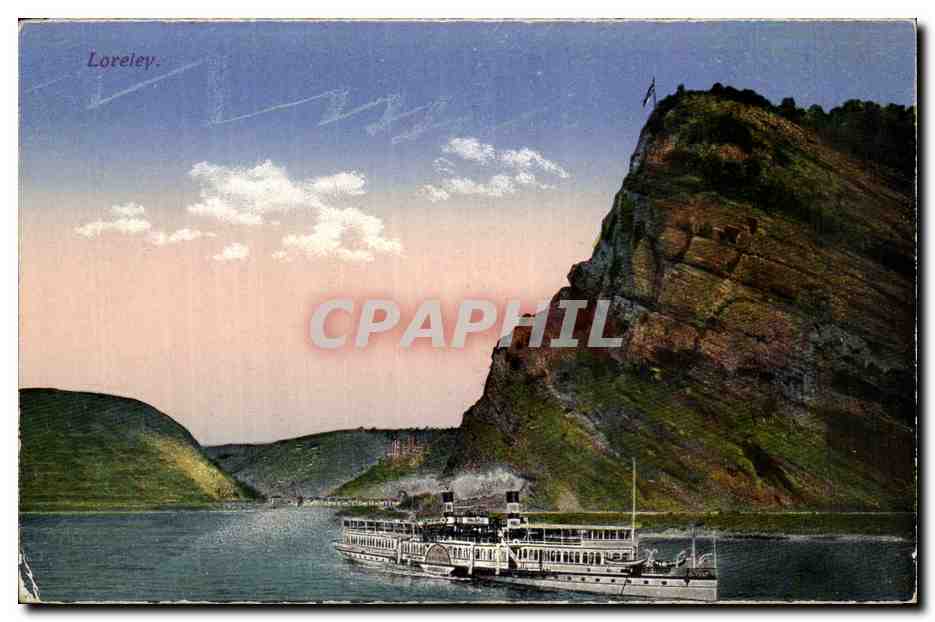 Loreley — vue du rocher et du bateau — éditeur non identifié, n° de série non visible