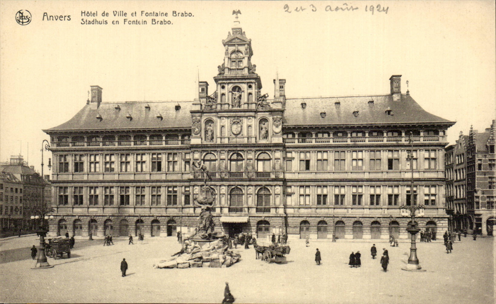 Anvers — Hôtel de Ville et Fontaine Brabo — Éditeur Thill, Bruxelles, Série 25, N° 1
