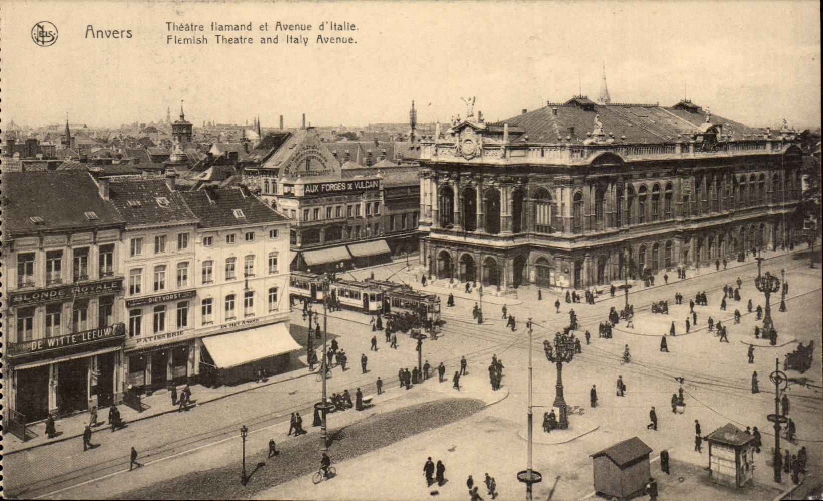 CPA Belgique Anvers Theatre flamand et avenue d'Italie