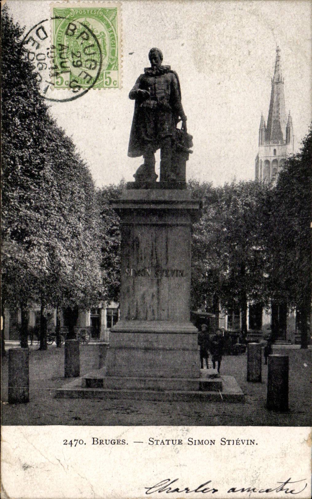 CPA Bruges Statue Simon Stievin