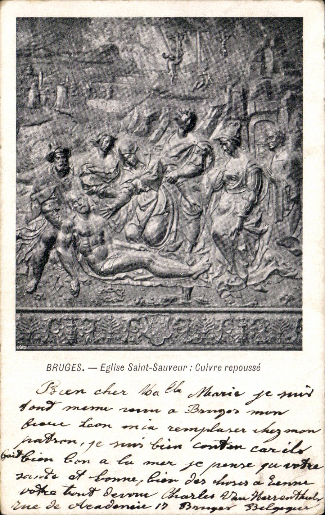 CPA Bruges Eglise Saint Sauveur cuivre repousse