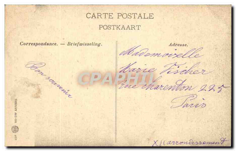 CPA Bruges Entree du Beguinage — Verso