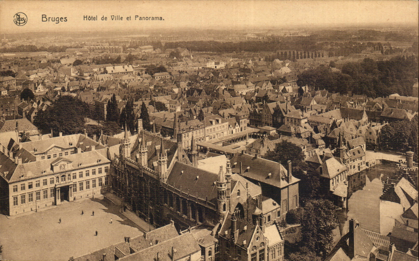 Bruges Hôtel de Ville et Panorama — éditeur Thilli, série luxe N° 20