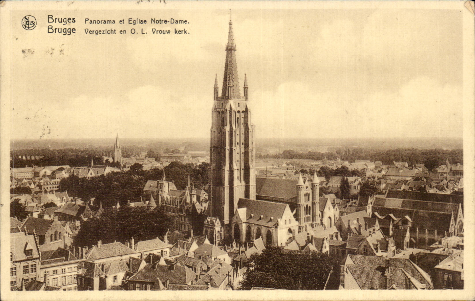 CPA Bruges Panorama et eglise Notre Dame