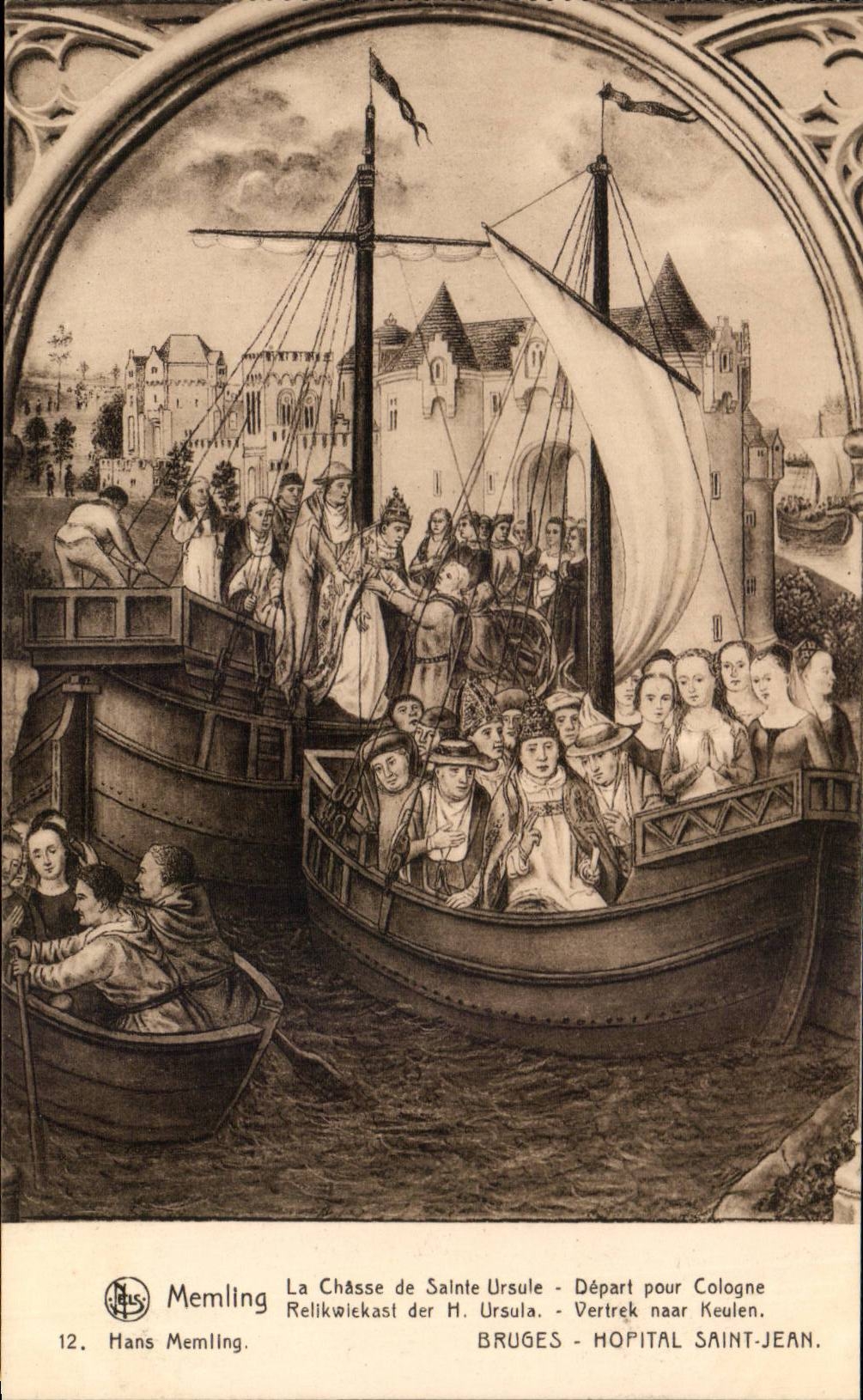 CPA Memling La chasse de Sainte Ursule Depart pour Cologne