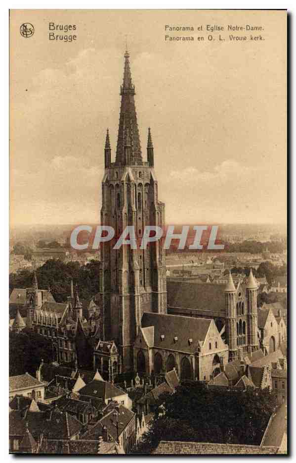 CPA Belgique Bruges Panorama et eglise Notre Dame