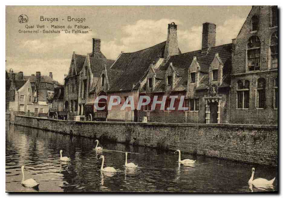 CPA Belgique Bruges Quai vert Maison du pelican