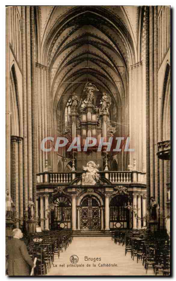 CPA Belgique Bruges La nef principale de la cathedrale