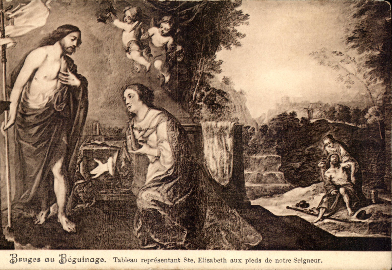 Bruges au Béguinage — Tableau représentant Ste. Elisabeth aux pieds de notre Seigneur — Éd. L. Mone, Bruges