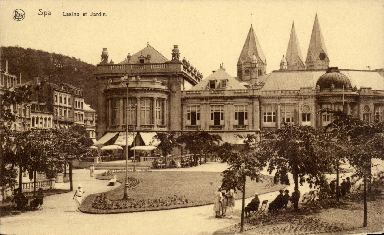 CPA Belgique Spa Casino et jardin
