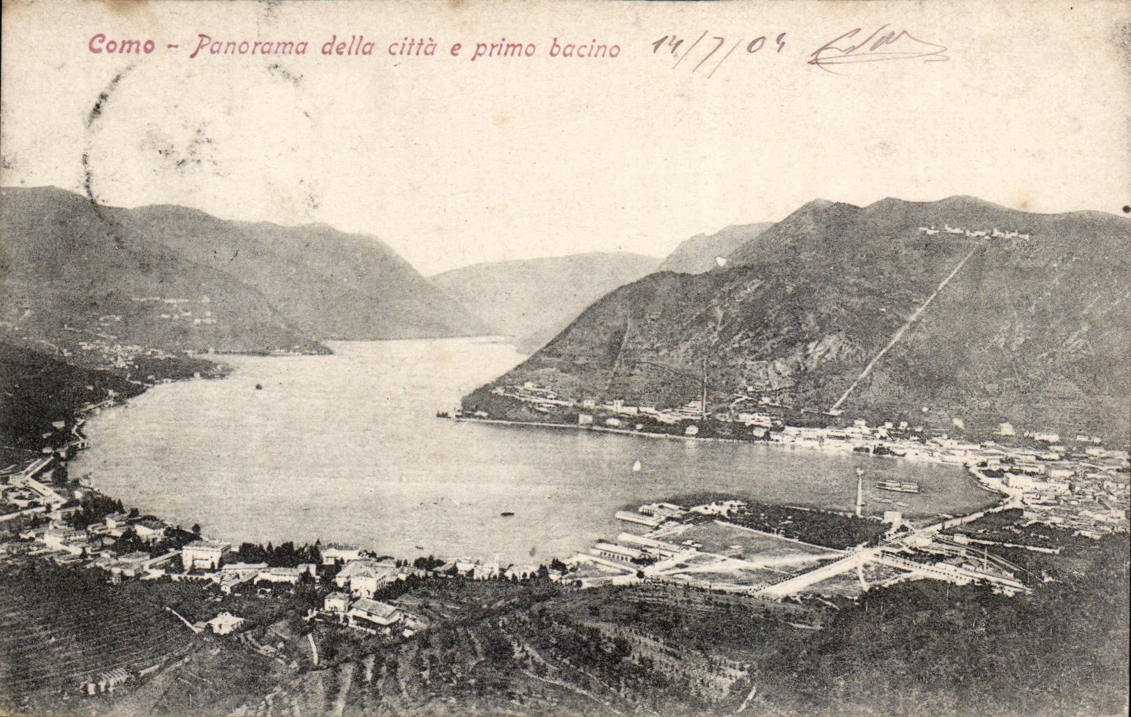 CPA Italie Italia Como Panorama della cita e primo bacino