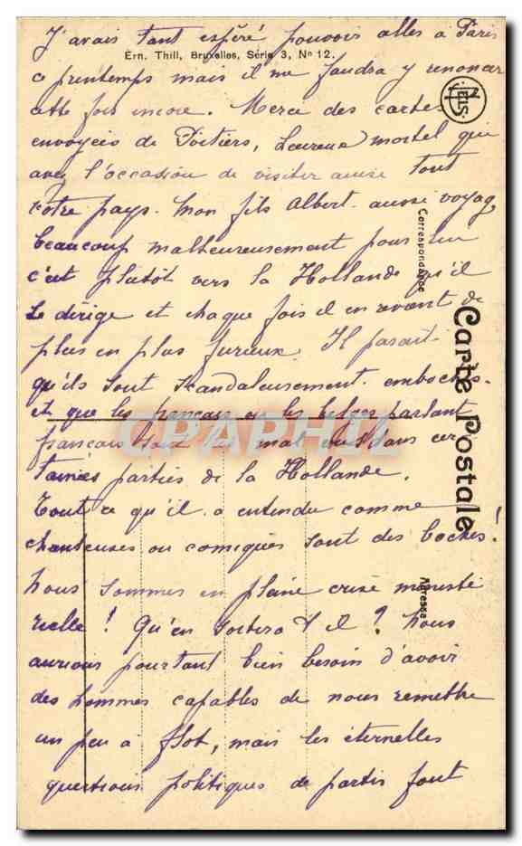 CPA Gand Le lys et le quai des domincains — Rückseite