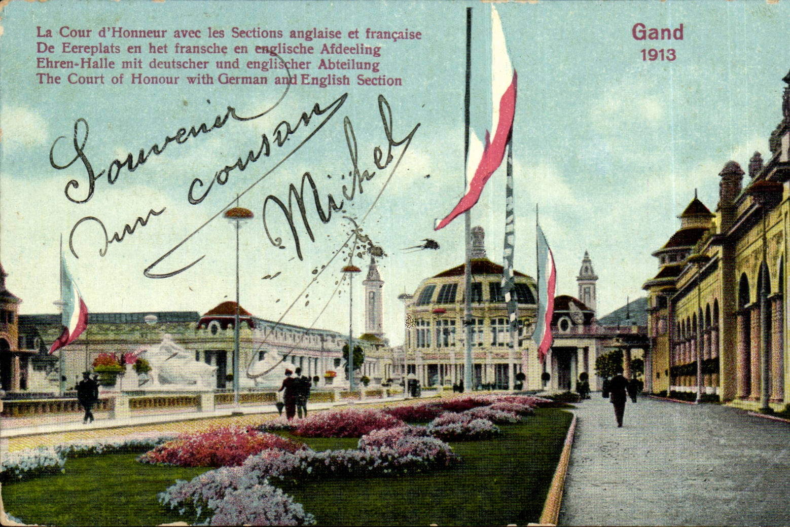CPA Gand 1913 Cour d'honneur avec les sections anglaise et francaise 