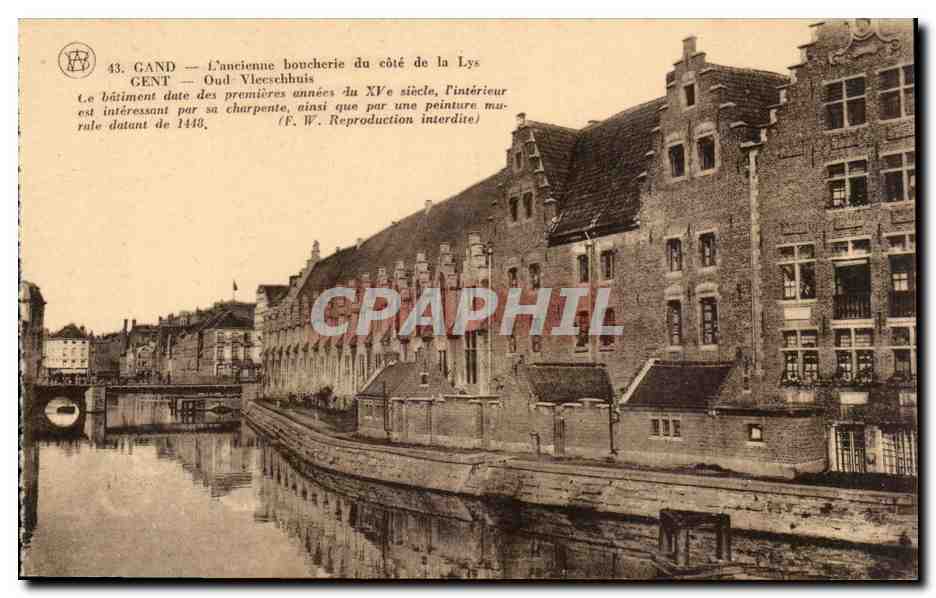 Gand — L'ancienne boucherie du côté de la Lys — Oud Vleeschhuis — F. W.