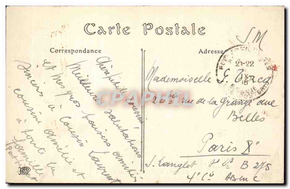 CPA Belgique Ypres La rue des chiens — Rückseite