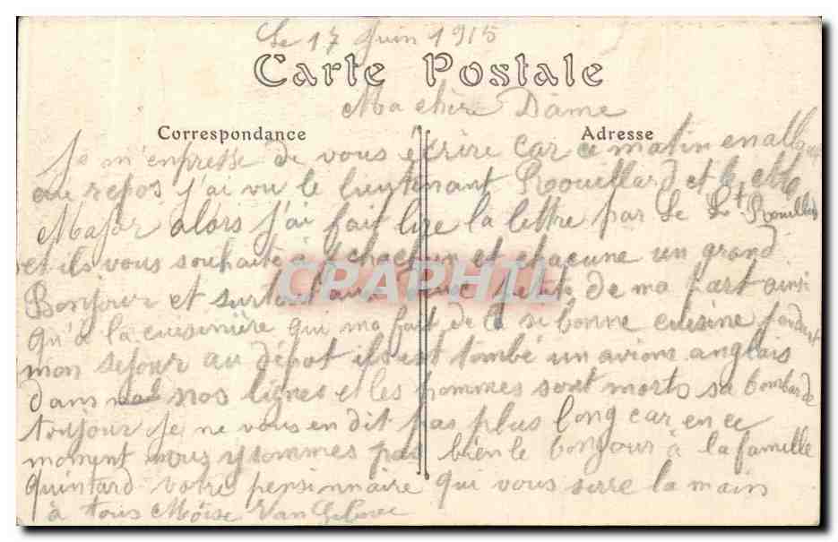CPA Belgique Ypres Ruines Incendie des Halles (22 novembre 1914) — Rückseite
