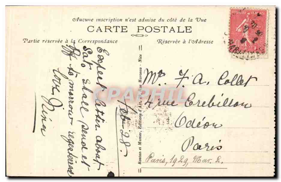 CPA Beaulieu sur Mer Bedford Hotel — Rückseite