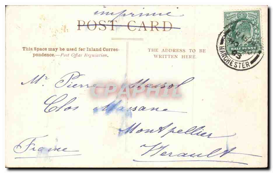 CPA Great Britain Owens College Manchester — Rückseite