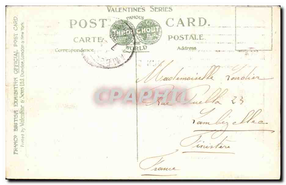 CPA Great Britain Londres London South front British applied Arts Palace Franco British Exhibition — Rückseite