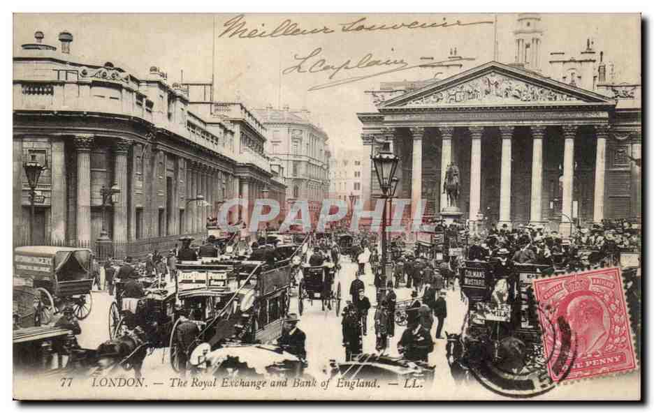 CPSM Great Britain Londres London The royal Exchange and Bank of England