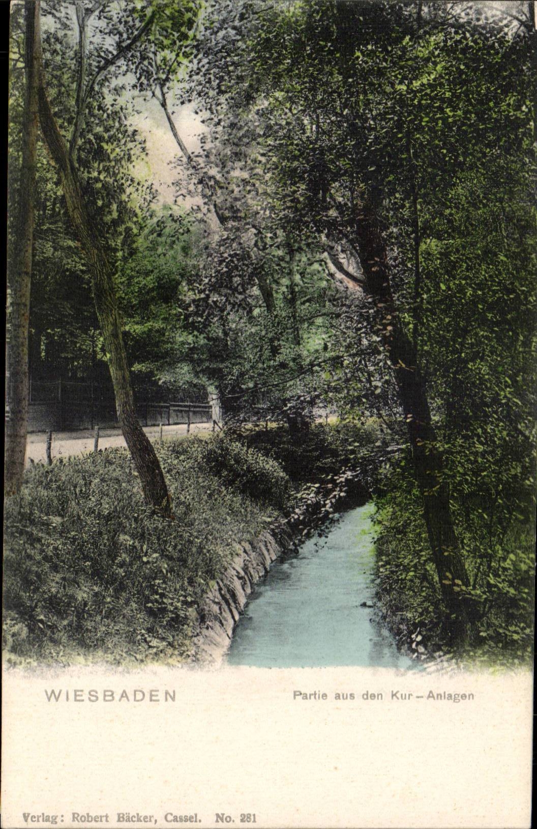 Wiesbaden — Partie aus den Kur-Anlagen — Verlag Robert Bäcker, Cassel. No. 281