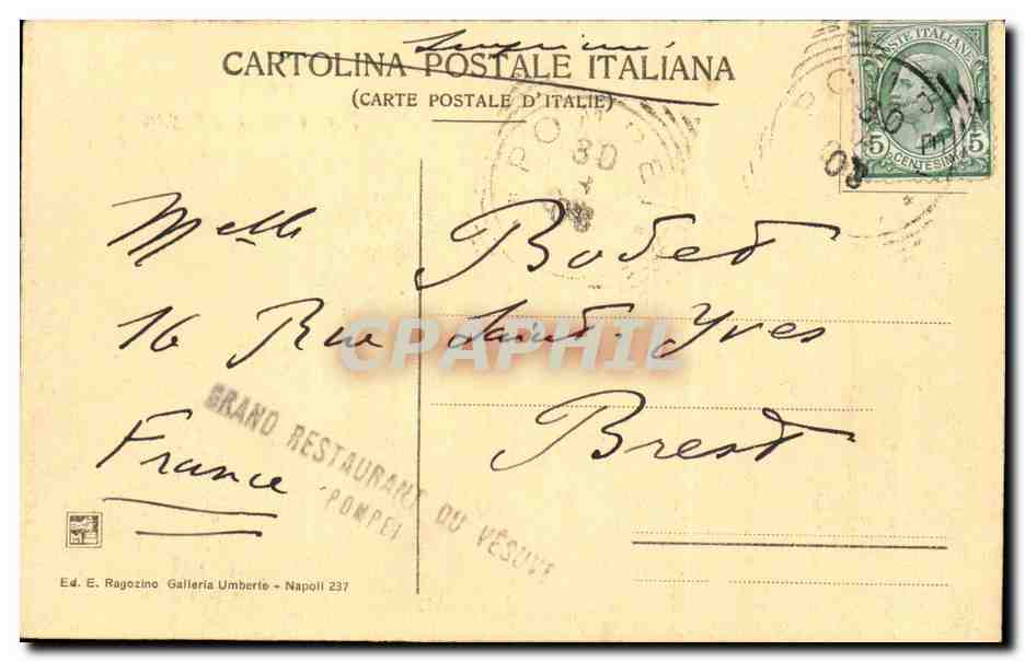 CPA Italie Italia Pompei Foro e via della Regina — Rückseite
