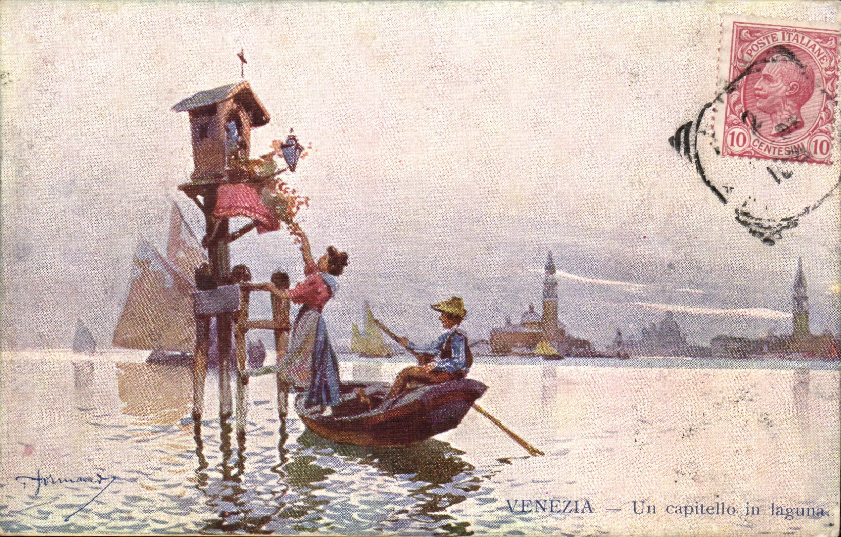 CPA Italie Italia Venezia Un capitello in laguna