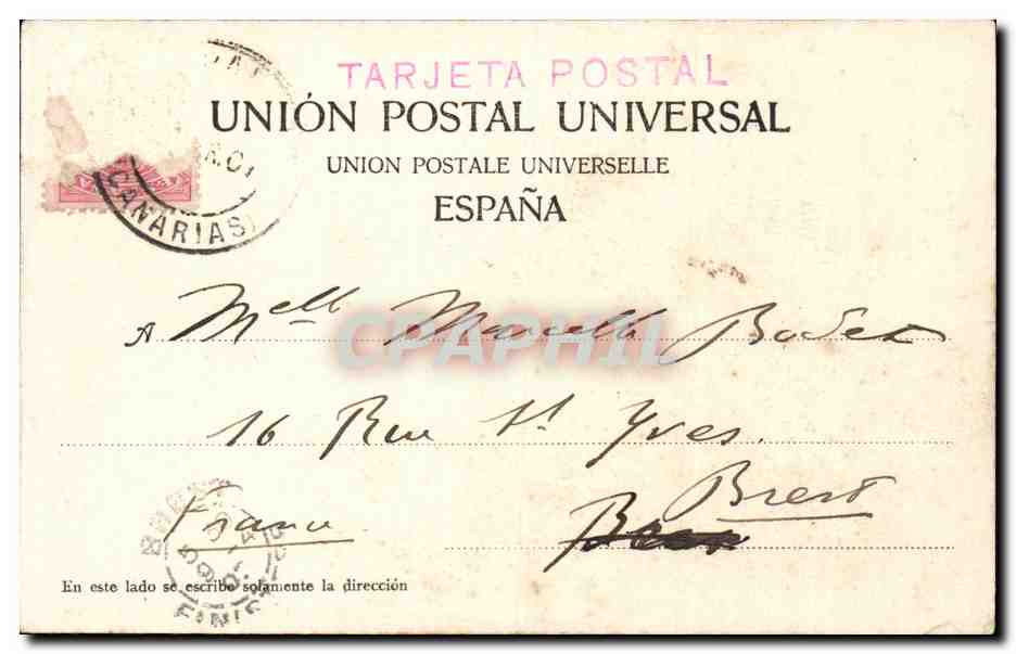 CPA Espana Spain Las Palmas Trianastr — Back