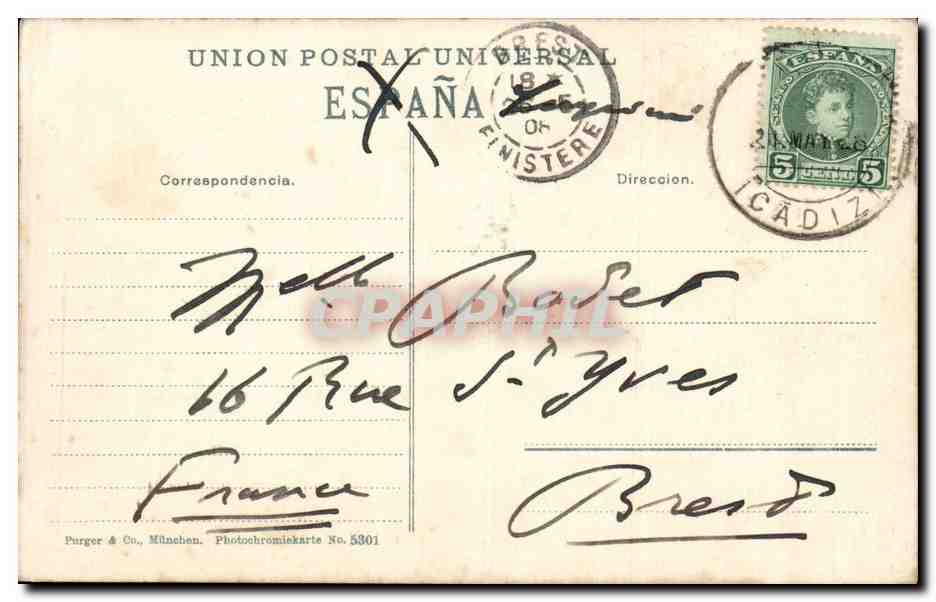 CPA Espagne Algeciras Las Chorreras — Back