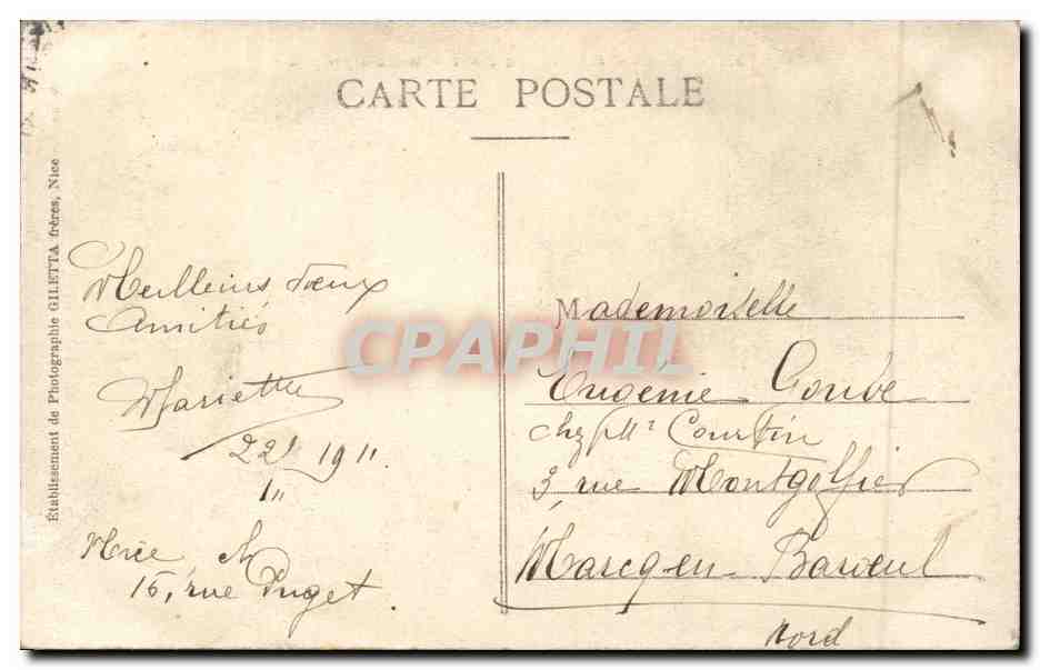 CPA Nice Entree du port Baie Lympia — Rückseite