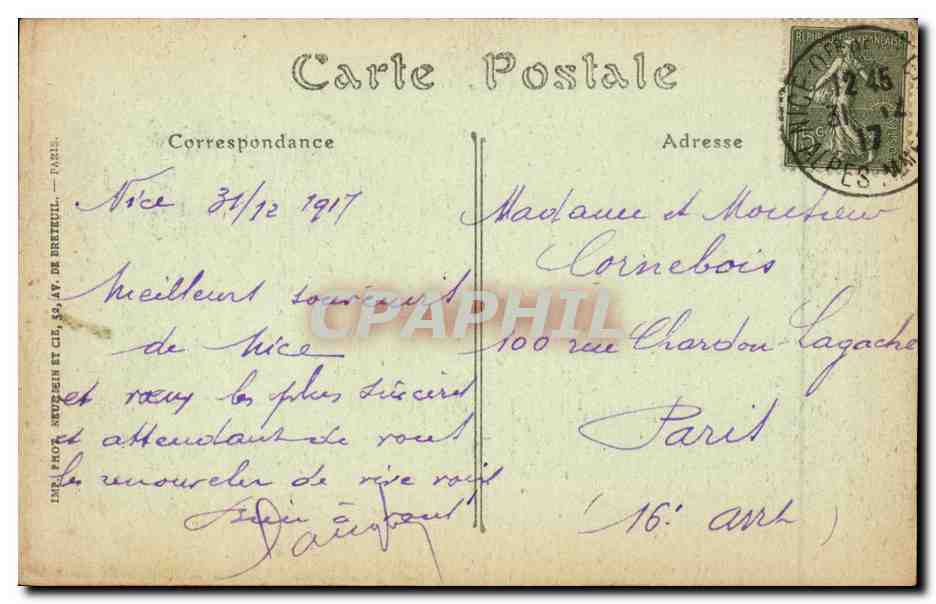 CPA Nice La baie des anges et la pointe de la Californie — Rückseite