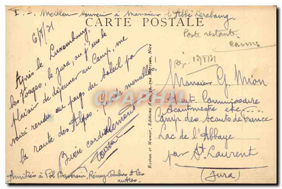 CPA Cannes la plage et les hotels — Verso