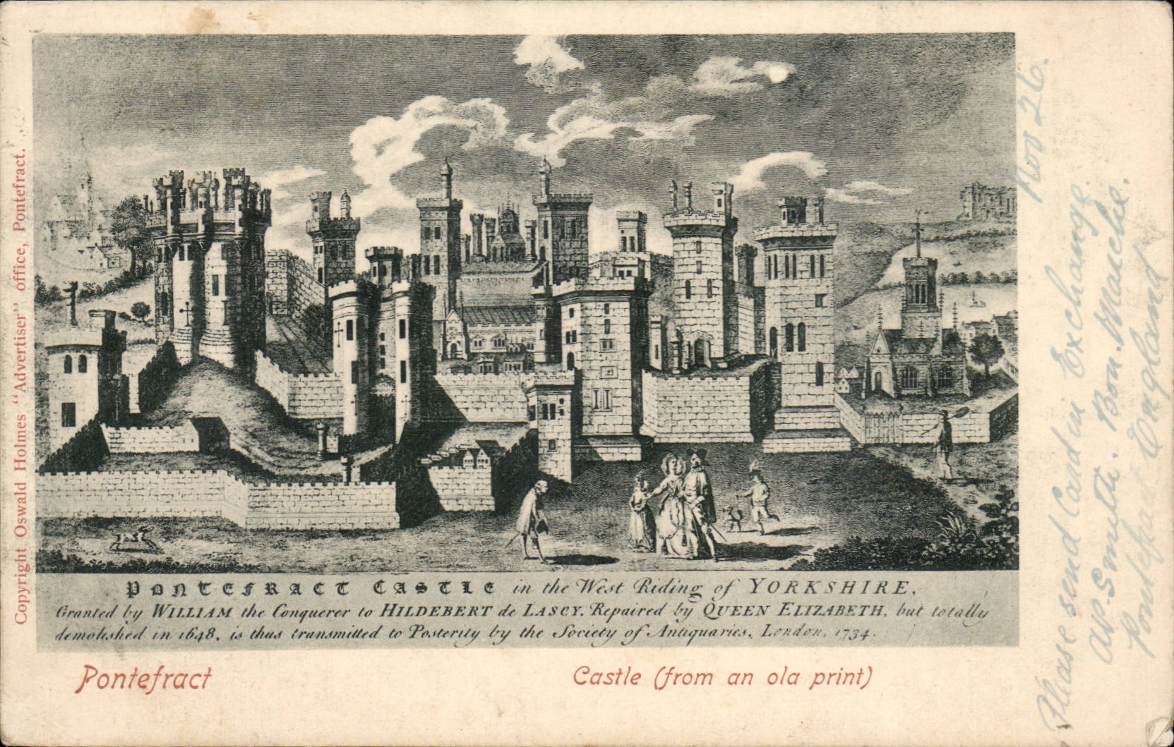 CPA Great Britain Pontefract Castle (fron an old print)