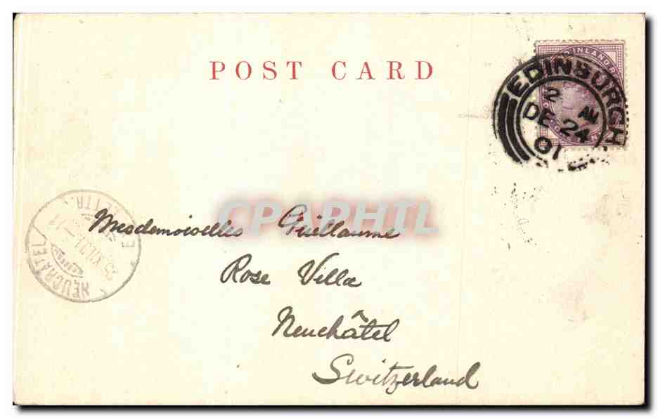 CPA Scotland Edinburgh Holyrood palace and aRthur seat — Rückseite