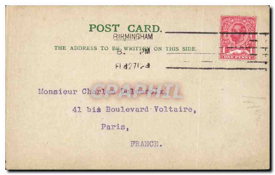 CPA Great Britain London Londres Arthur Williamson Masshouse Lane Birmingham Carte postale commercaile  — Verso