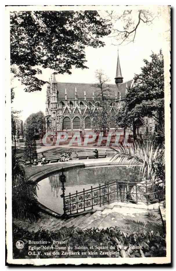 CPA Bruxelles Eglise Notre Dame du Sablon et square du Petit Sablon