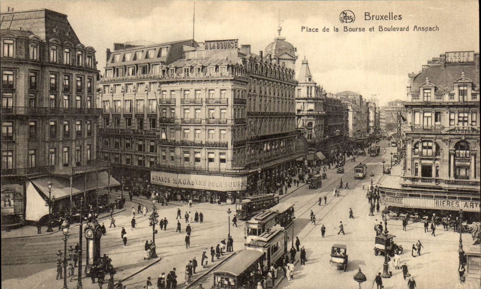 CPA Bruxelles Place de la Bourse et boulevard Anspach