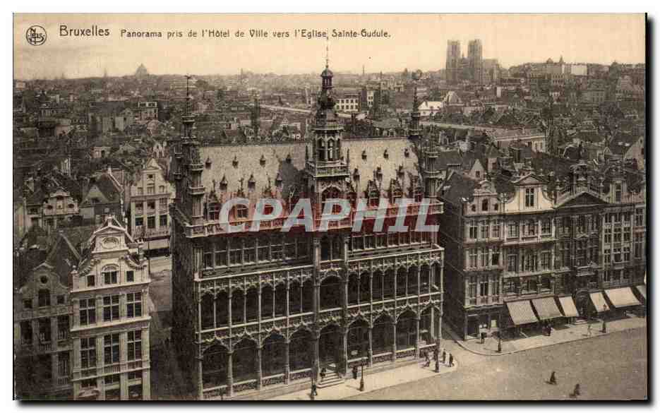 CPA Bruxelles Panorama pris de l'Hotel de ville vers l'eglise Sainte Gudule