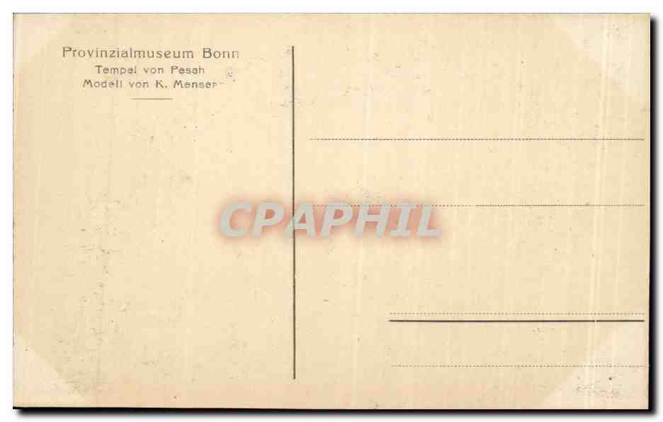 CPA Pronvinzialmusuem Bonn Tempel von Pesah  — Rückseite