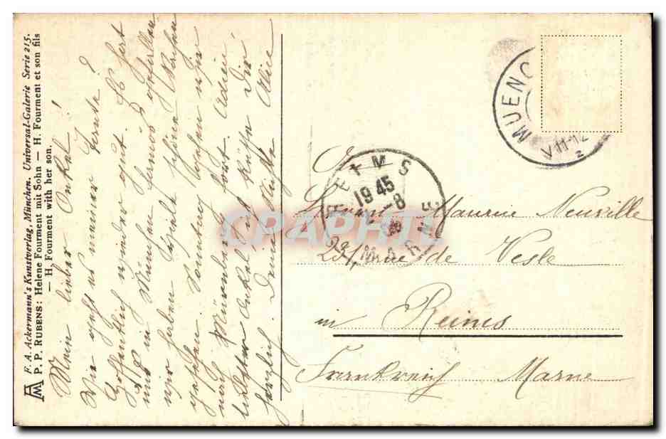 CPA Rubens Munchen Helene Fourment mit Sohn  — Verso