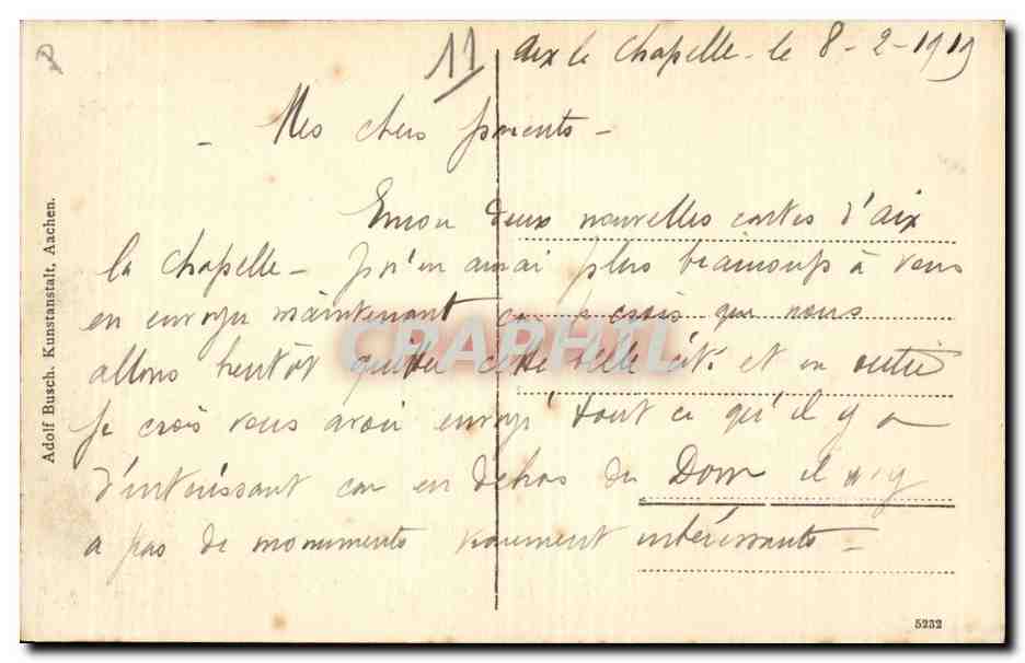 CPA Aachen Aix la chapelle La chapelle du palais et l'eglise St Foilan — Rückseite
